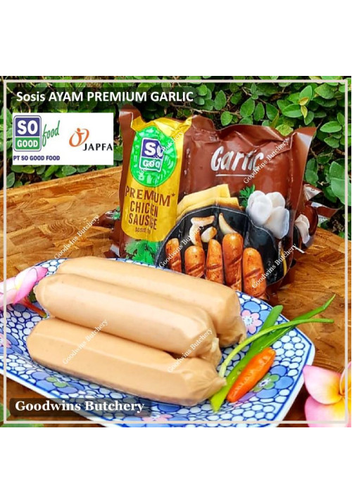 SoGood frozen sausage CHICKEN PREMIUM GARLIC So Good Food 6" 15cm 5pcs 300g